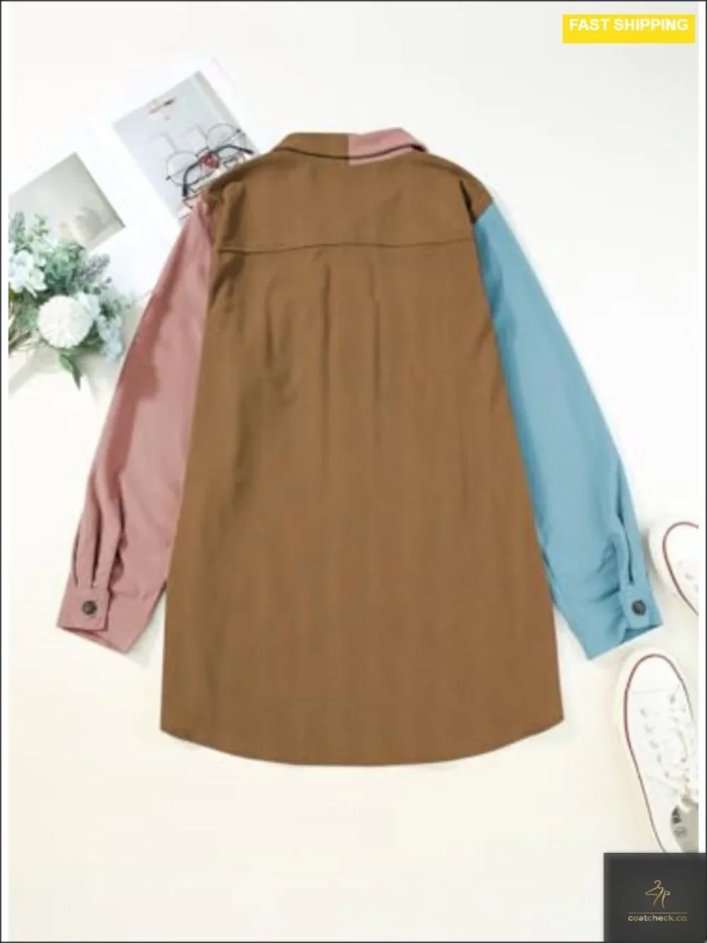 Plus Size Long Sleeve Button Down Boyfriend Plaid Shacket Jacket Coat_2
